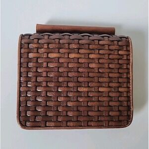 Talbots‎ Vintage Woven Leather Wallet Classic Minimalist Preppy